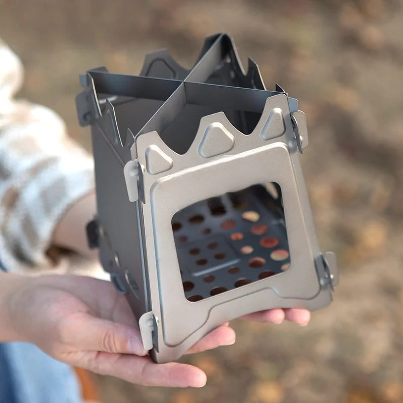Woodstovestation Titanium Outdoor Foldable Wood Stove - Ultralight Portable Fire Burner for Hiking & Camping