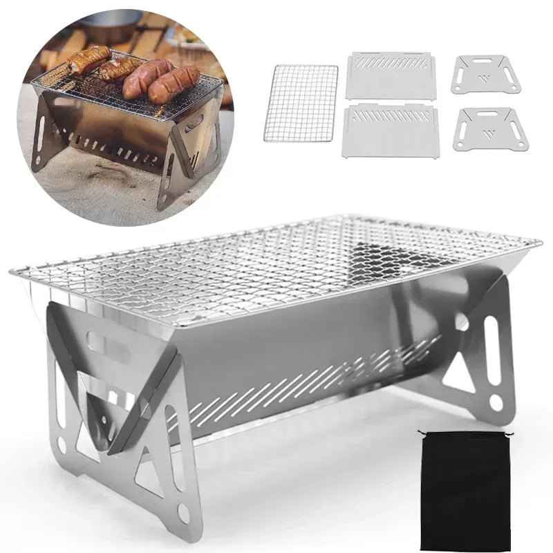 Stainless steel folding Min Grill for Camping | Outdoor BBQ anywhere