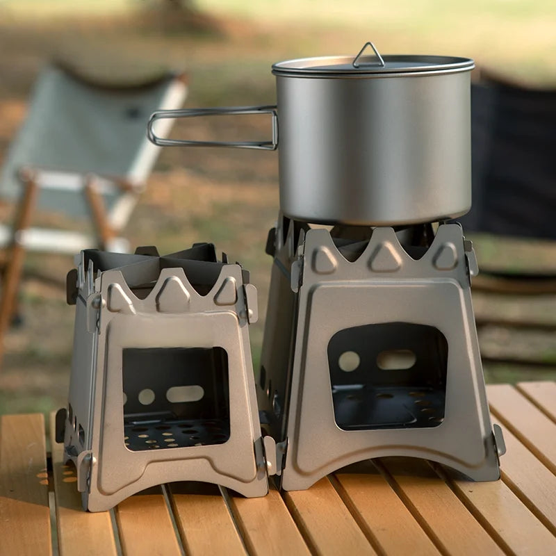 Woodstovestation Titanium Outdoor Foldable Wood Stove - Ultralight Portable Fire Burner for Hiking & Camping
