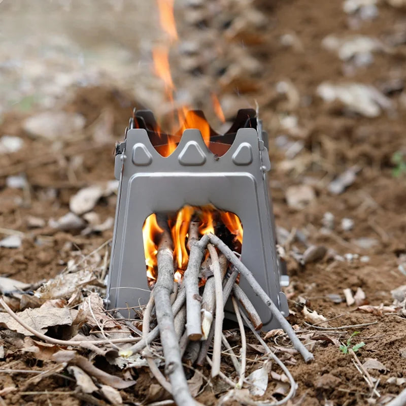 Woodstovestation Titanium Outdoor Foldable Wood Stove - Ultralight Portable Fire Burner for Hiking & Camping