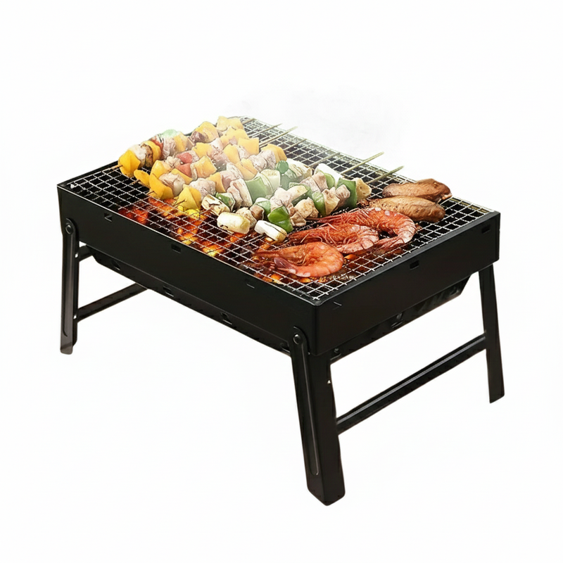 Woodstovestation Portable Foldable BBQ Grill – Compact Charcoal Grill for Camping, Picnics, and Outdoor Cooking